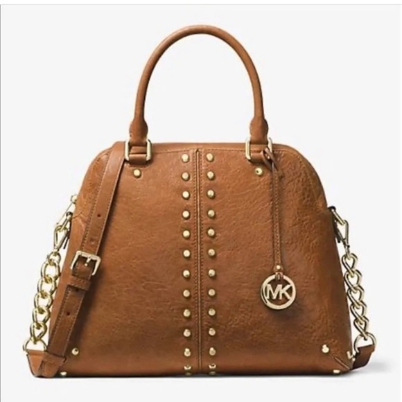 Michael Kors Gold Studded Satchel Handbag - Picture 1 of 13
